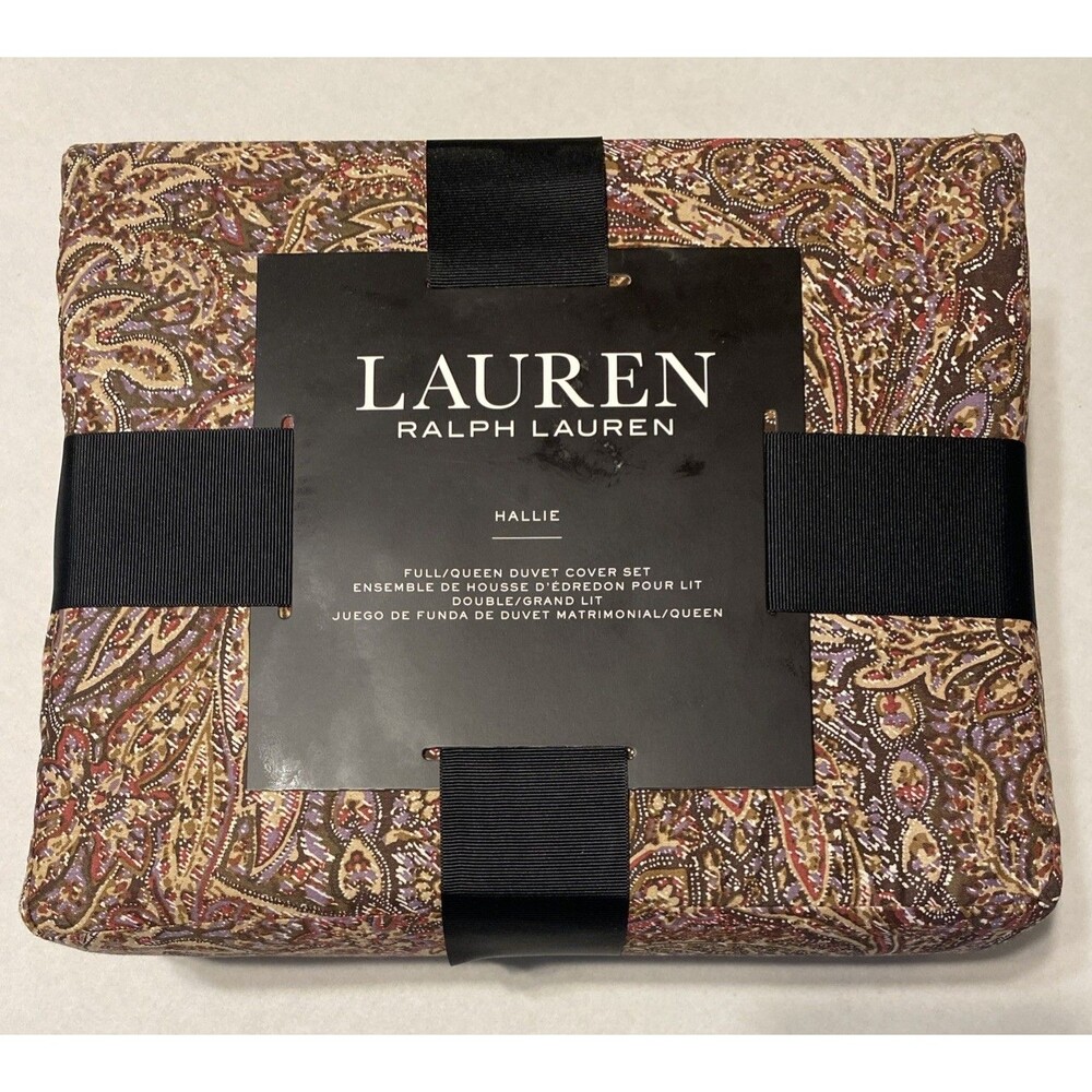 RALPH LAUREN Hallie Duvet Cover Sham Set Full/Queen Cotton Clay Tan Multi $300